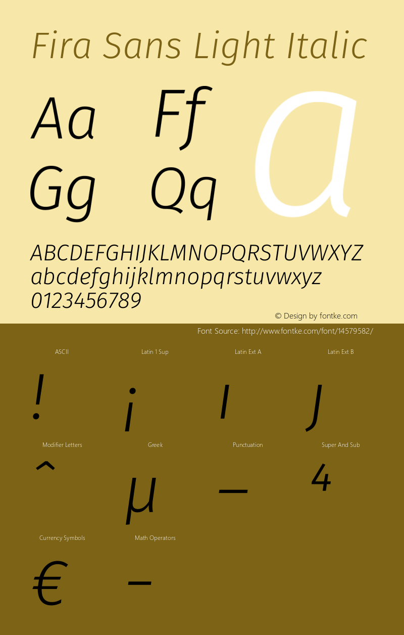 Fira Sans Light Italic Version 3.108;PS 003.108;hotconv 1.0.70;makeotf.lib2.5.58329图片样张