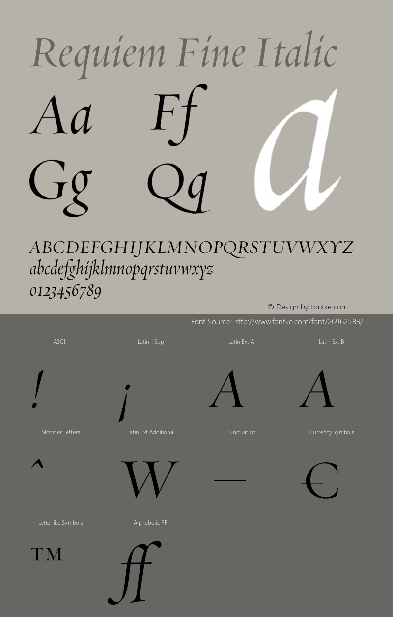 Requiem Fine Italic Version 1.001;August 5, 2014;图片样张