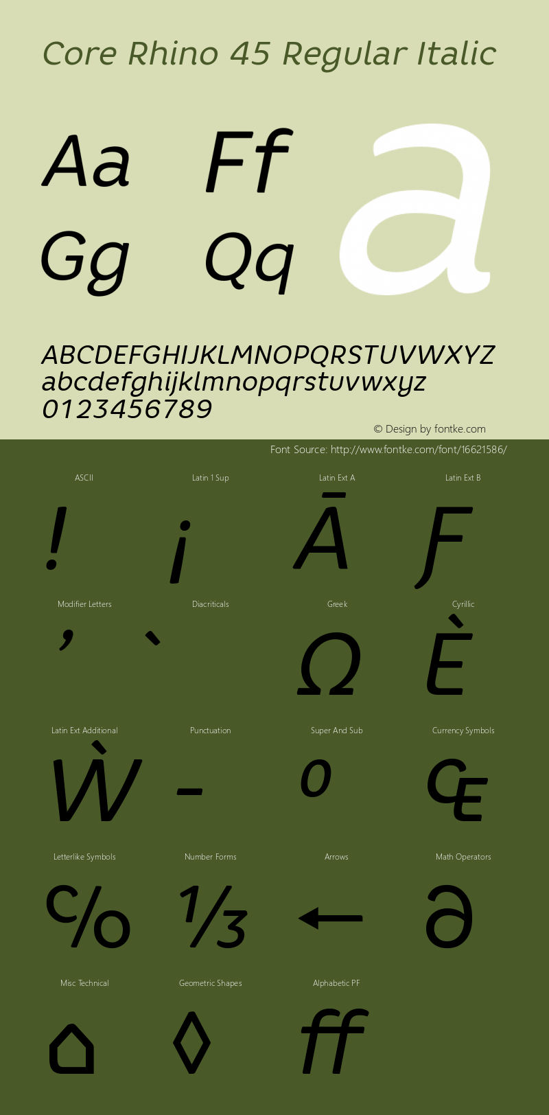 Core Rhino 45 Regular Italic Version 1.001图片样张