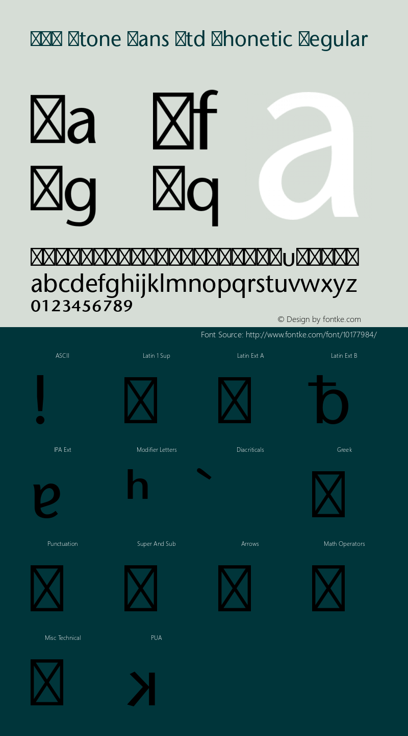 ITC Stone Sans Std Phonetic Regular Version 1.008;PS 001.003;Core 1.0.36;makeotf.lib1.5.4750图片样张