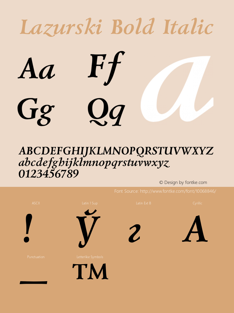 Lazurski Bold Italic Converted from t:\LZT.BF1 by ALLTYPE图片样张