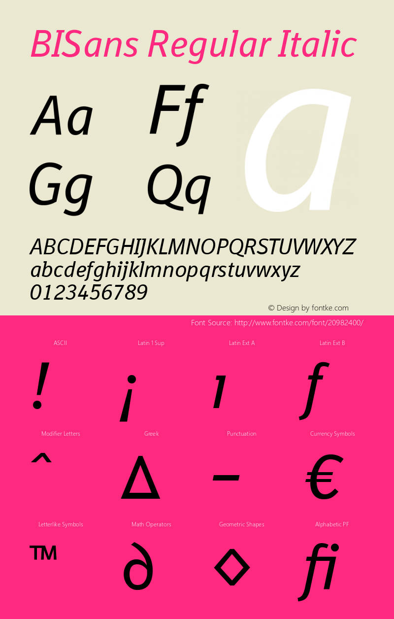 BISans-RegularItalic 001.000图片样张