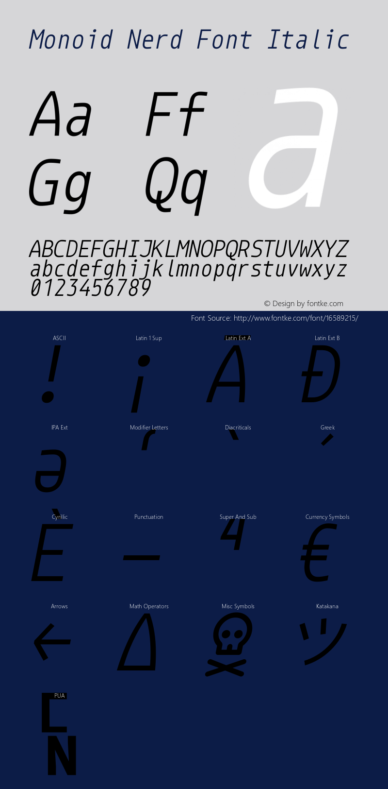 Monoid Nerd Font Italic Version 0.61;Nerd Fonts 0.8.图片样张