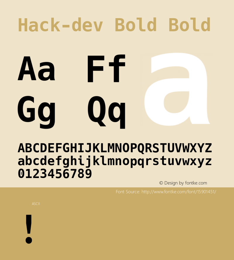 Hack-dev Bold Bold Version 2.019;PS 3.0;hotconv 1.0.86;makeotf.lib2.5.63406图片样张