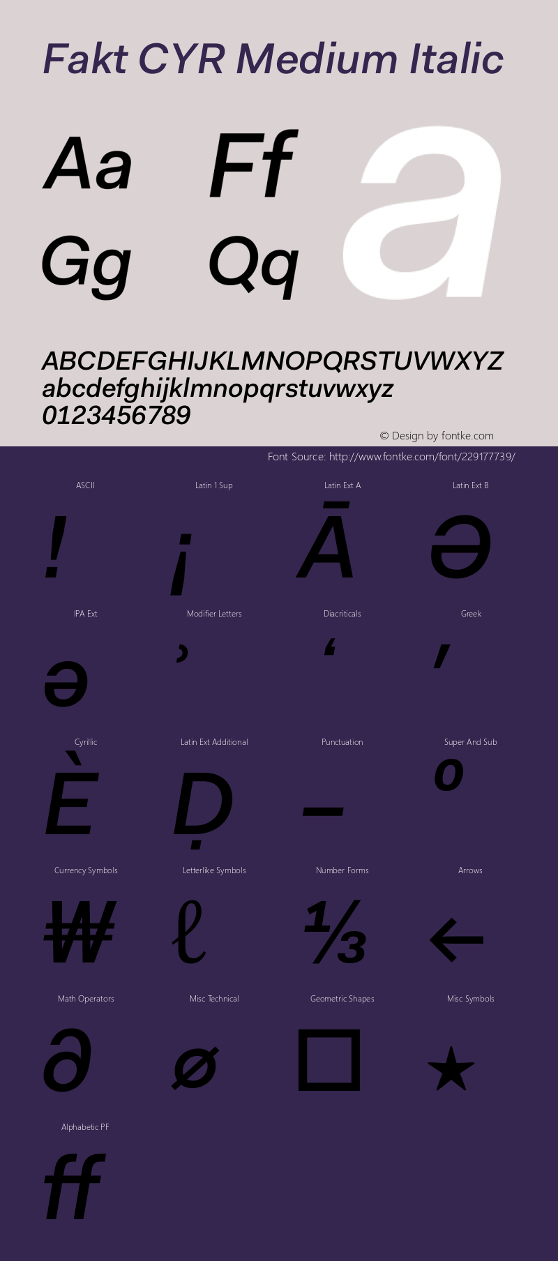 Fakt CYR Medium Italic Version 4.001; build 0001图片样张