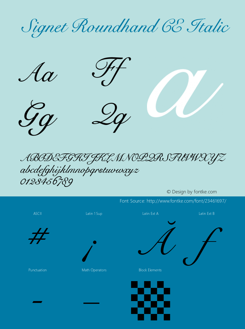 Signet Roundhand CE Italic Version 1.1: Latin 1, 2 & 5.图片样张