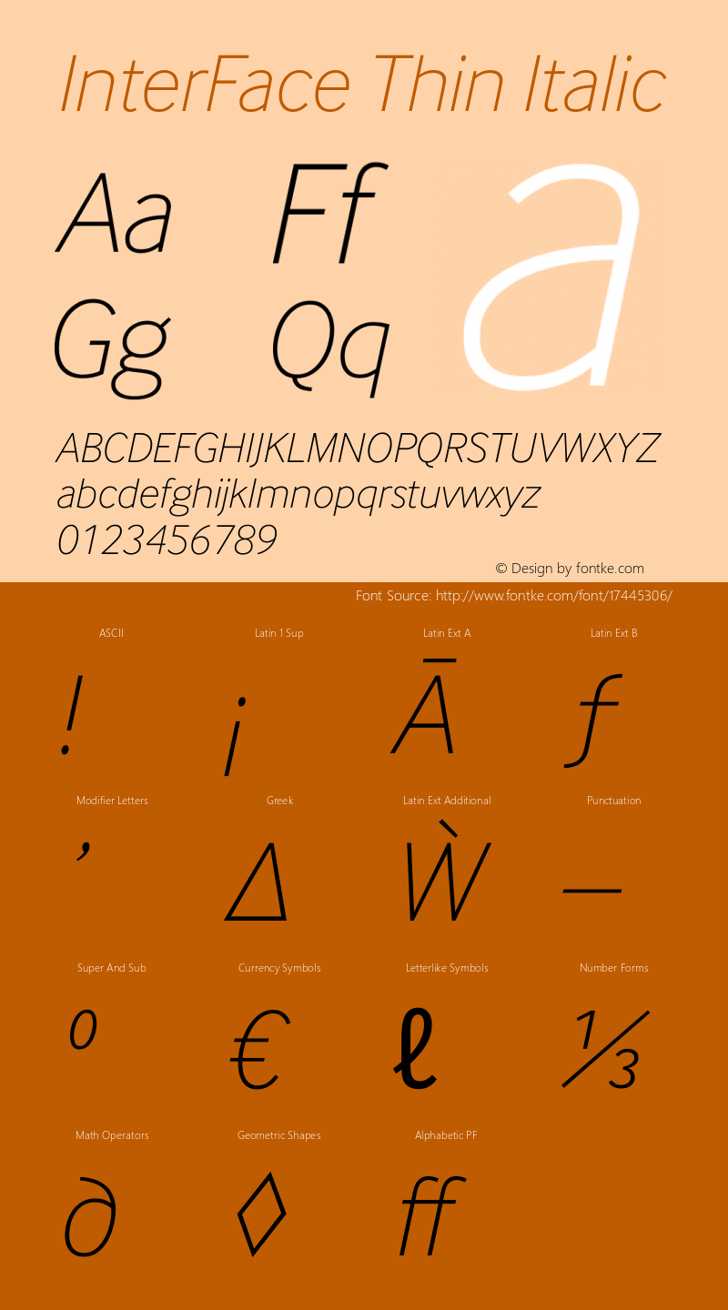 InterFace Thin Italic Version 2.000图片样张