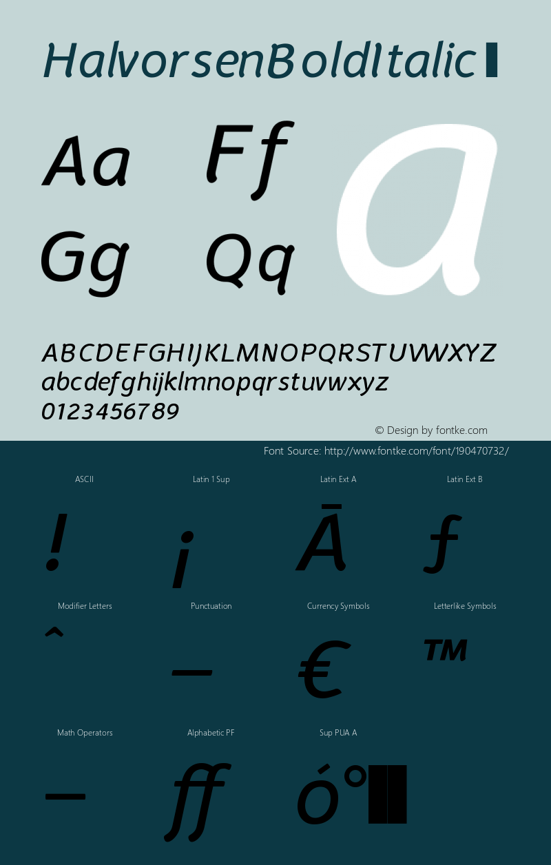 ☞Halvorsen Bold Italic Version 1.000 2006 initial release;com.myfonts.easy.australiantype.halvorsen.bold-italic.wfkit2.version.3kkw图片样张