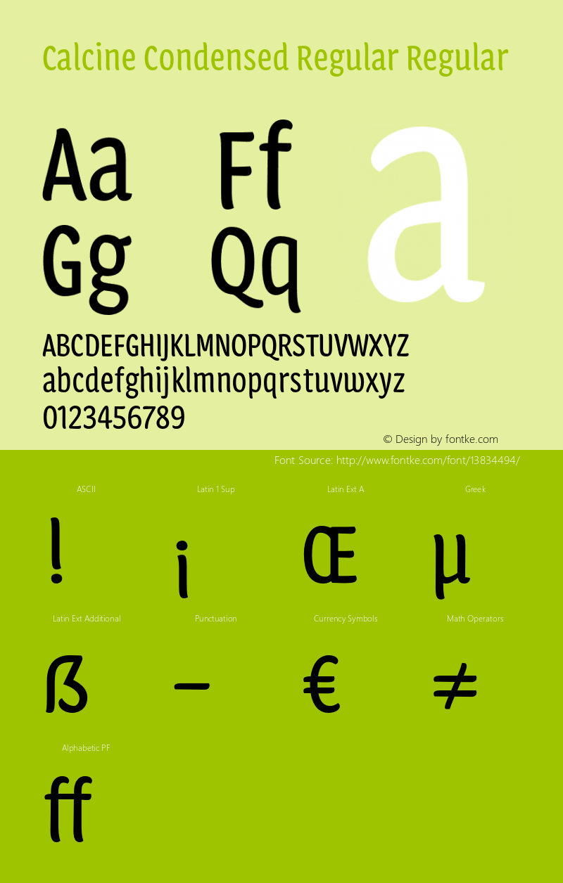 Calcine Condensed Regular Regular Version 1.000图片样张