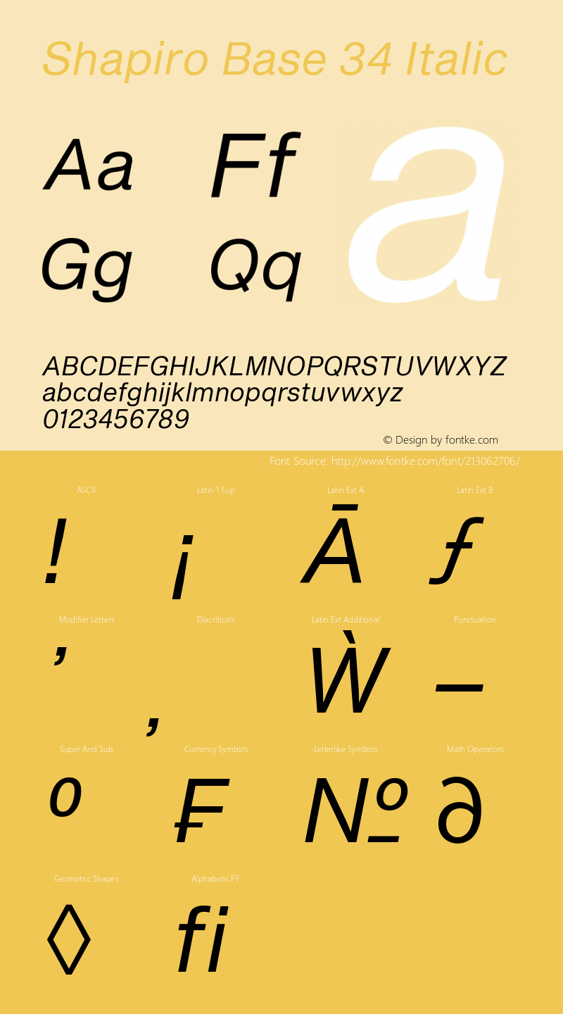 Shapiro Base 34 Italic Version 2.000图片样张