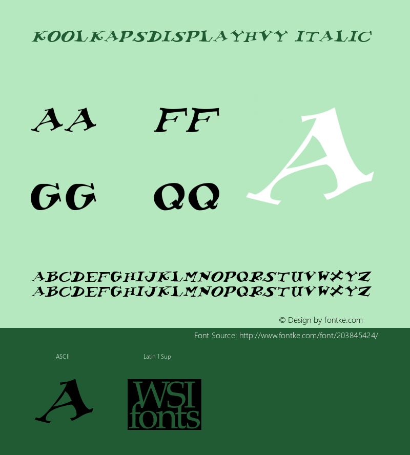 KoolKapsDisplayHvy Italic Macromedia Fontographer 4.1 7/20/96图片样张