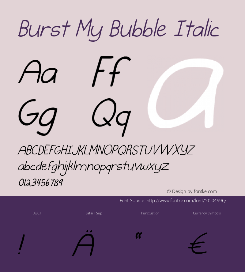 Burst My Bubble Italic Version 1.000 2013 initial release图片样张