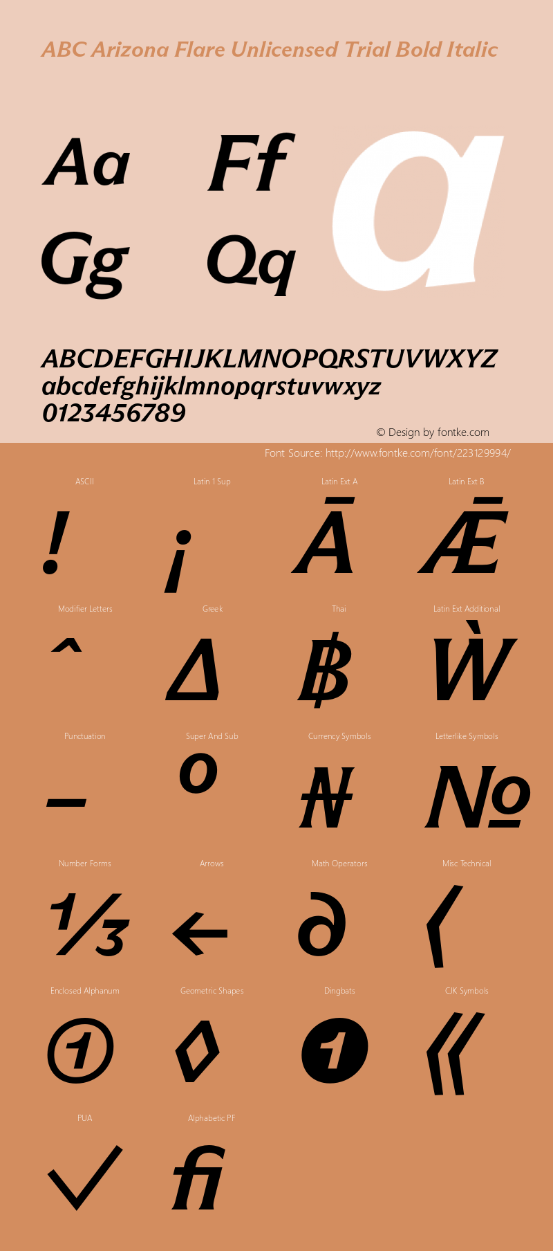 ABC Arizona Flare Unlicensed Trial Bold Italic Version 1.000;Unlicensed Trial图片样张