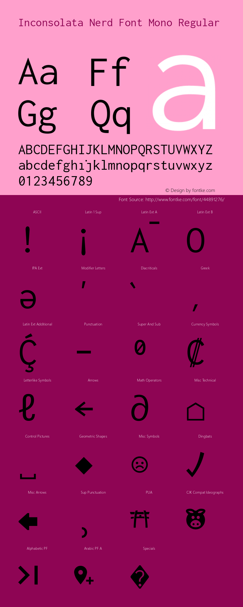 Inconsolata Regular Nerd Font Complete Mono Version 2.001图片样张