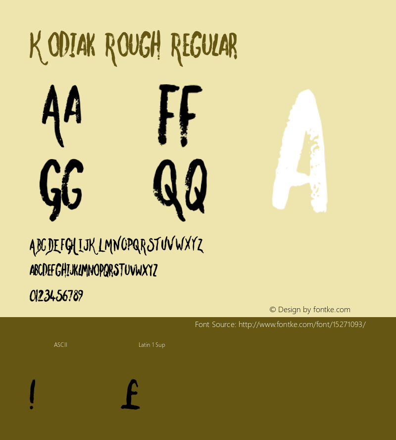 Kodiak Rough Regular Version 1.000;PS 001.000;hotconv 1.0.70;makeotf.lib2.5.58329图片样张