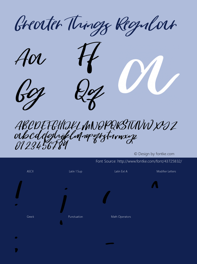 Greater Things Version 1.00;September 1, 2019;FontCreator 11.5.0.2430 64-bit图片样张