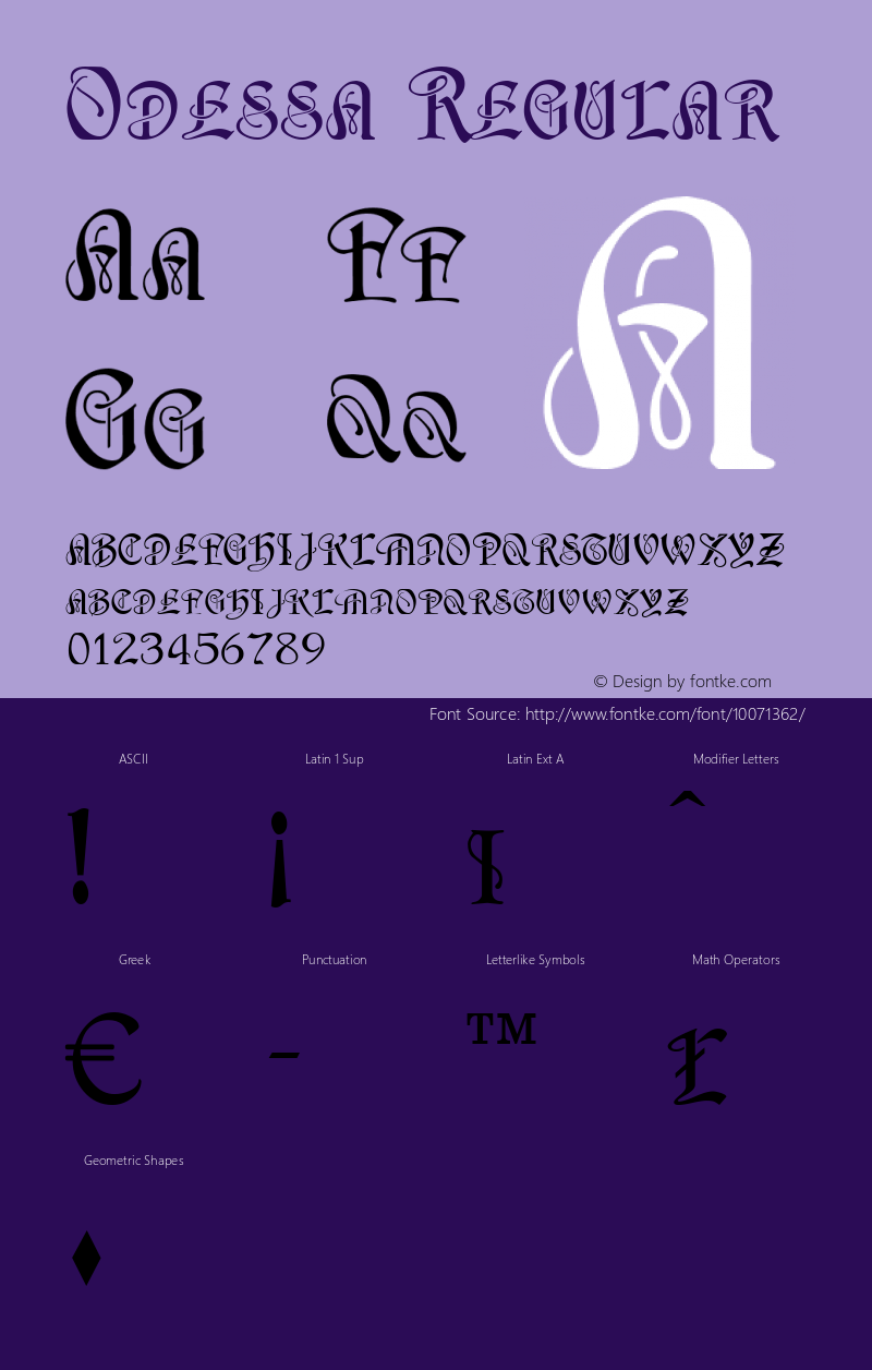 Odessa Regular Macromedia Fontographer 4.1.4 12/3/99图片样张
