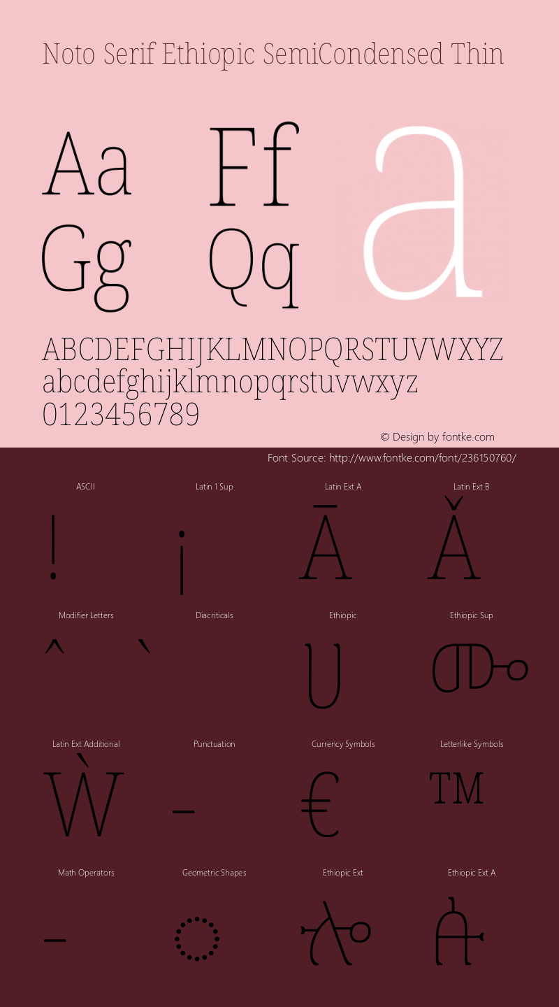 Noto Serif Ethiopic SemiCondensed Thin Version 2.101图片样张