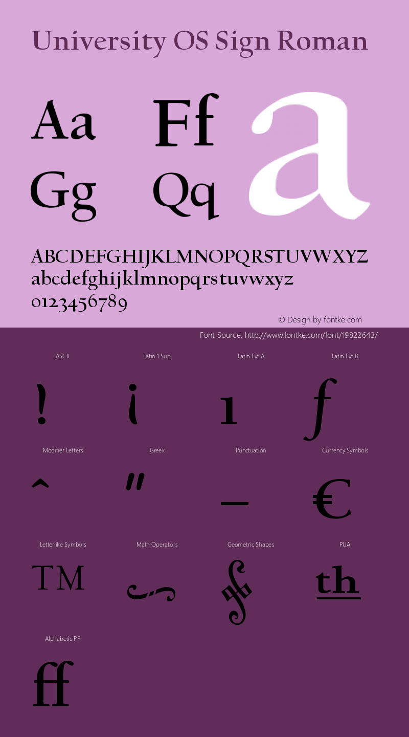 UniversityOSSign-Roman Version 001.001; t1 to otf conv图片样张