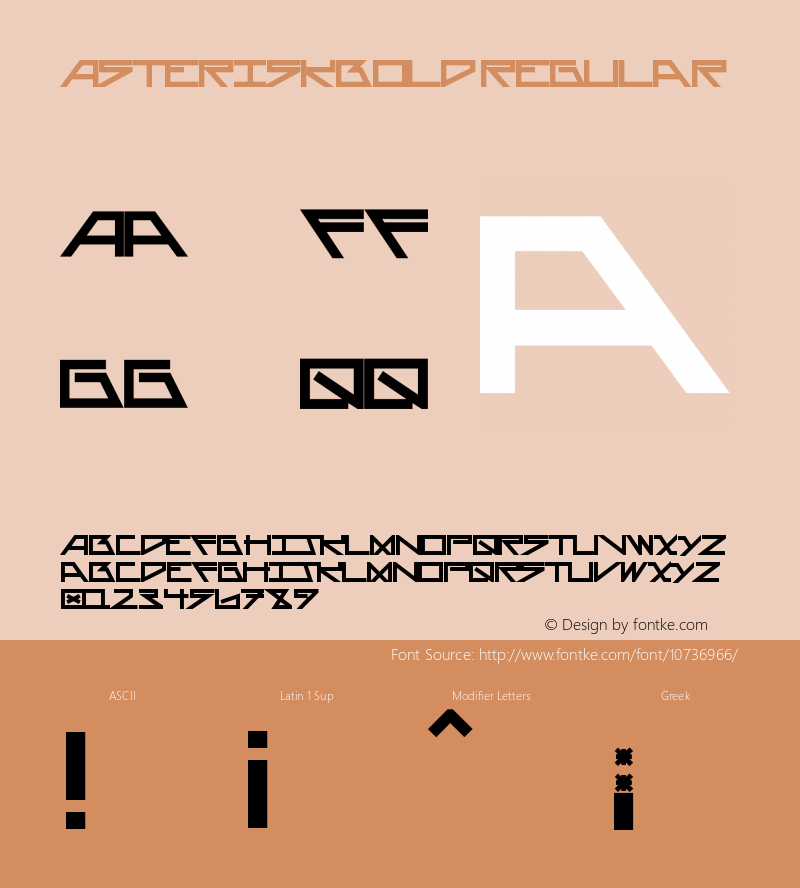 AsteriskBold Regular Version 1.00 July 3, 2015, initial release图片样张