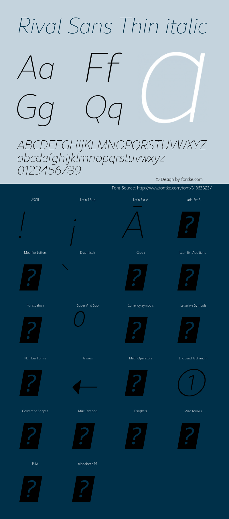 Rival Sans Thin italic Version 1.000;PS 001.000;hotconv 1.0.88;makeotf.lib2.5.64775图片样张