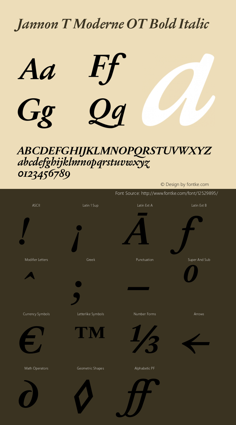 Jannon T Moderne OT Bold Italic Version 1.000;PS 001.000;hotconv 1.0.38图片样张