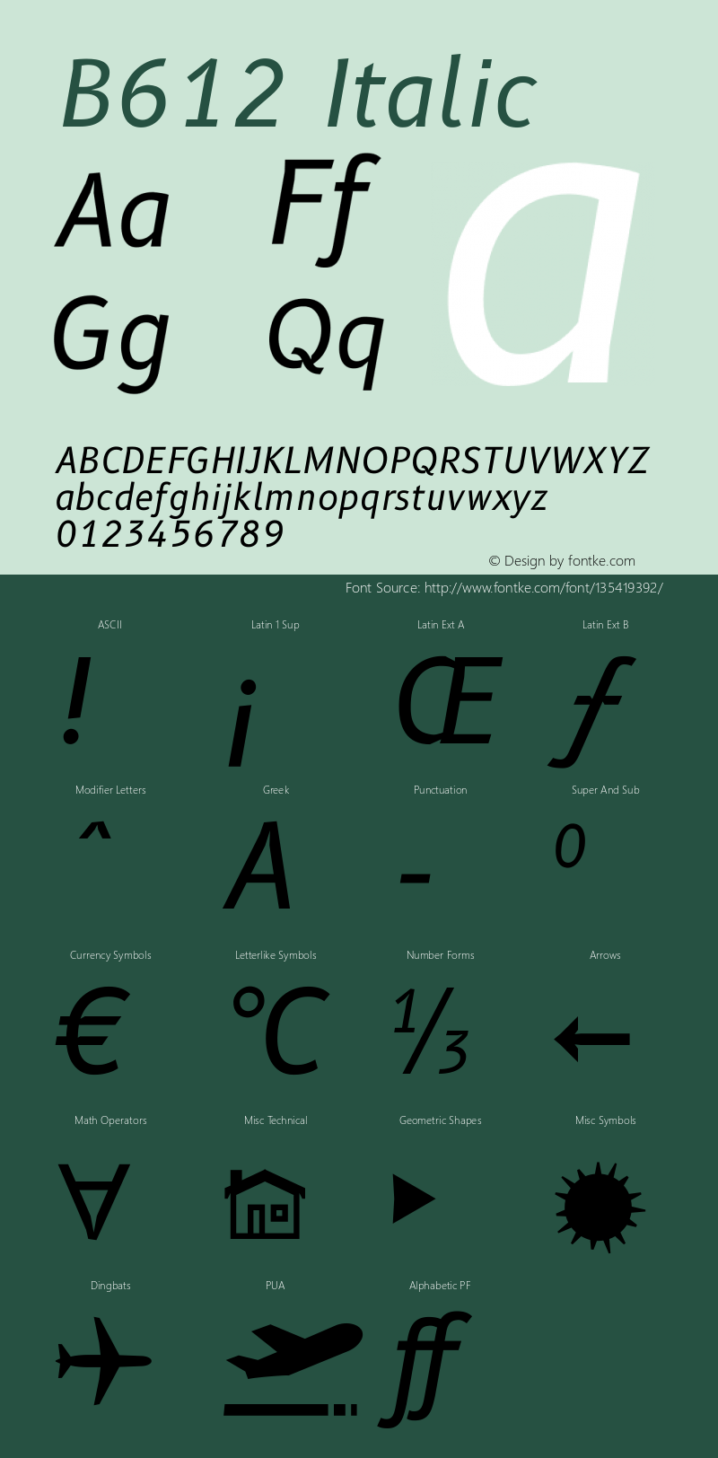 B612 Italic Version 1.008图片样张