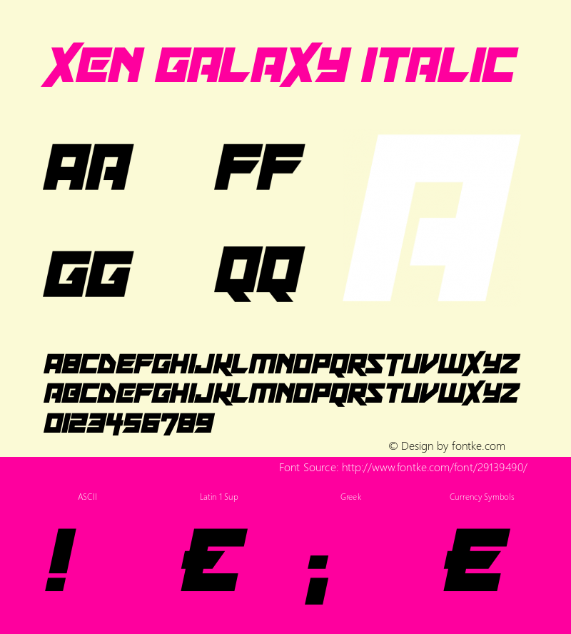Xen Galaxy Italic Version 1.00 April 9, 2019, initial release图片样张
