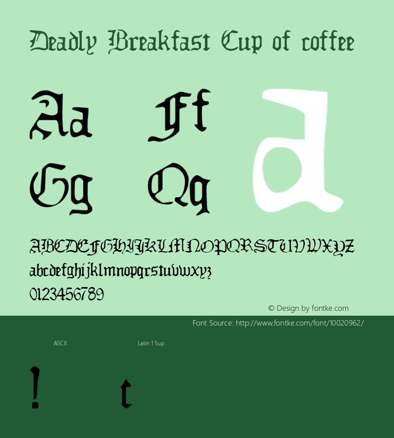 Deadly Breakfast Cup of coffee 1999; 1.0, Made with ScanFont图片样张