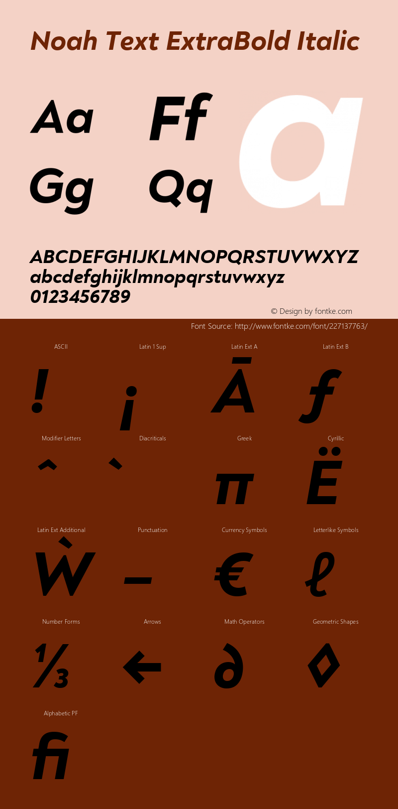 Noah Text ExtraBold Italic Version 1.000; ttfautohint (v1.8)图片样张