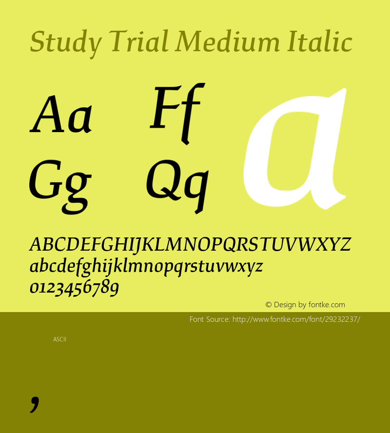 Study Trial Medium Italic Version 1.020;hotconv 1.0.109;makeotfexe 2.5.65596图片样张