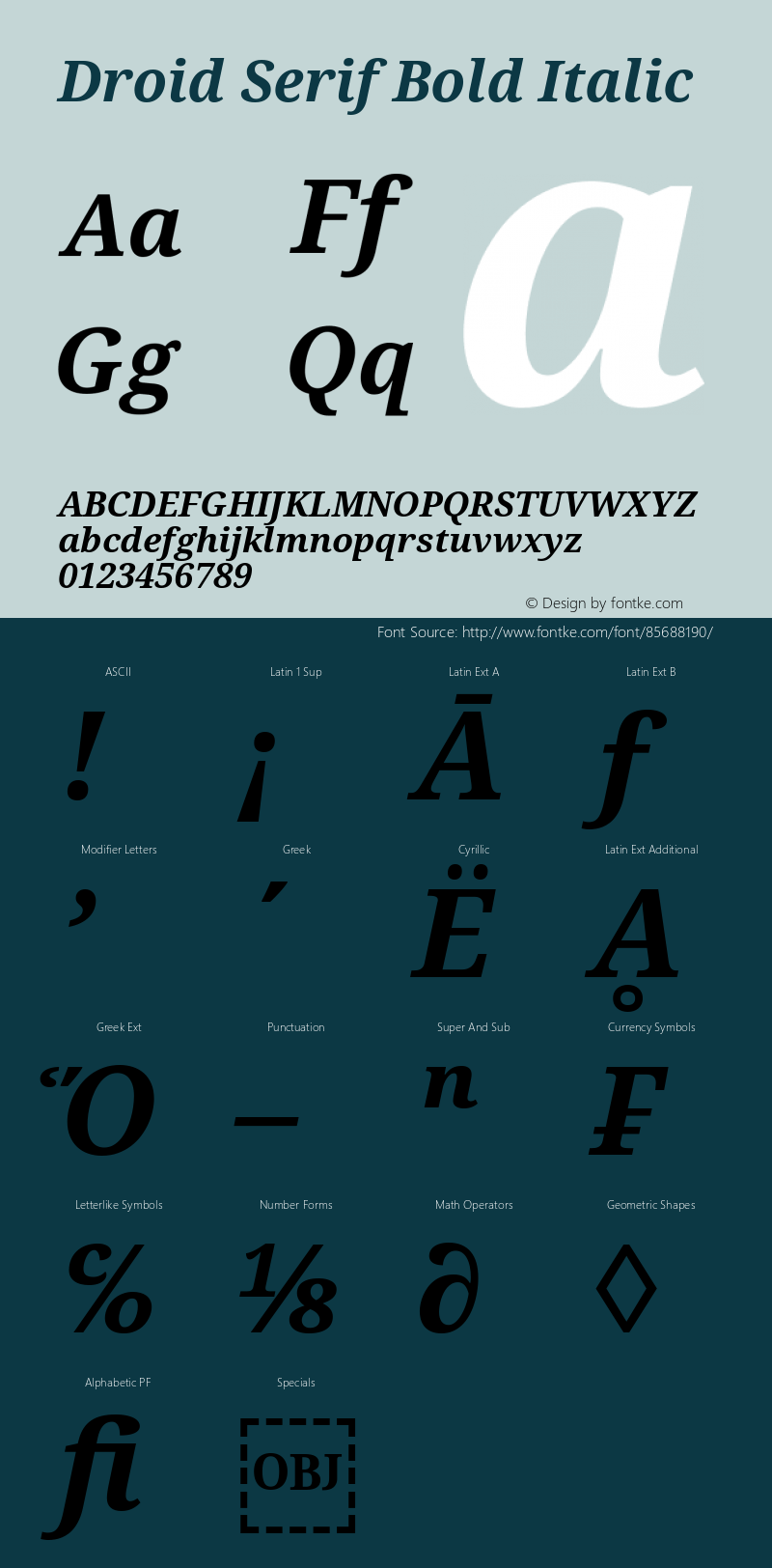 Droid Serif Bold Italic Version 1.00 build 107图片样张