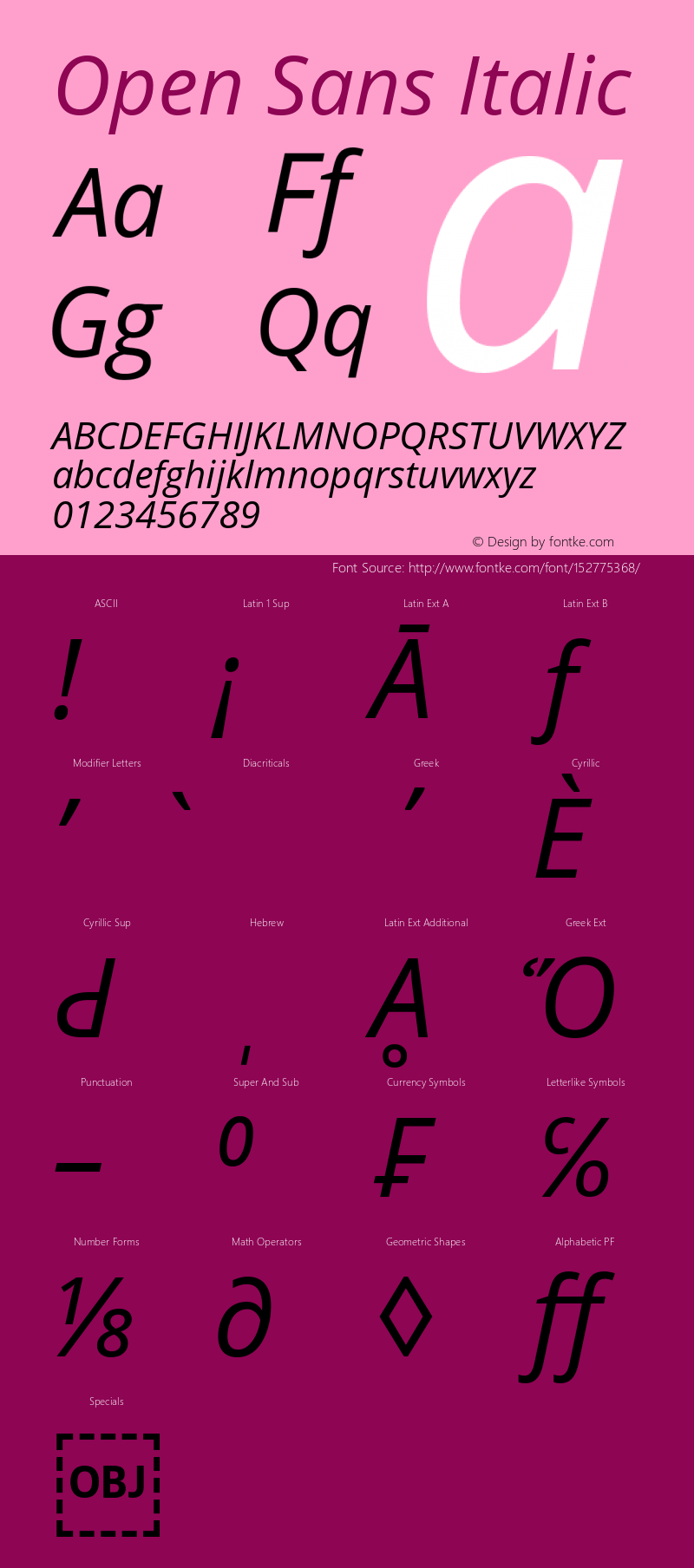 Open Sans Italic Version 2.01图片样张