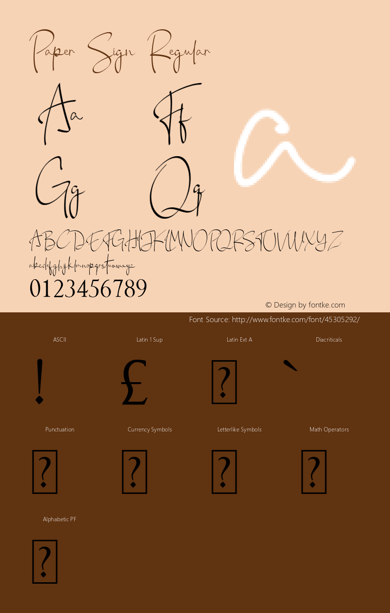 Paper Sign Version 1.00;November 15, 2019;FontCreator 12.0.0.2545 64-bit图片样张