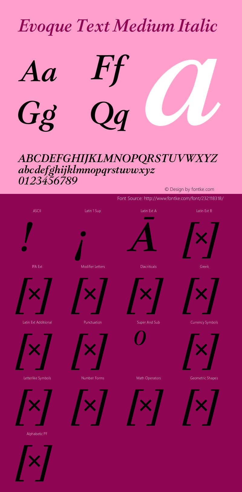 Evoque Text Medium Italic Version 1.200;FEAKit 1.0图片样张