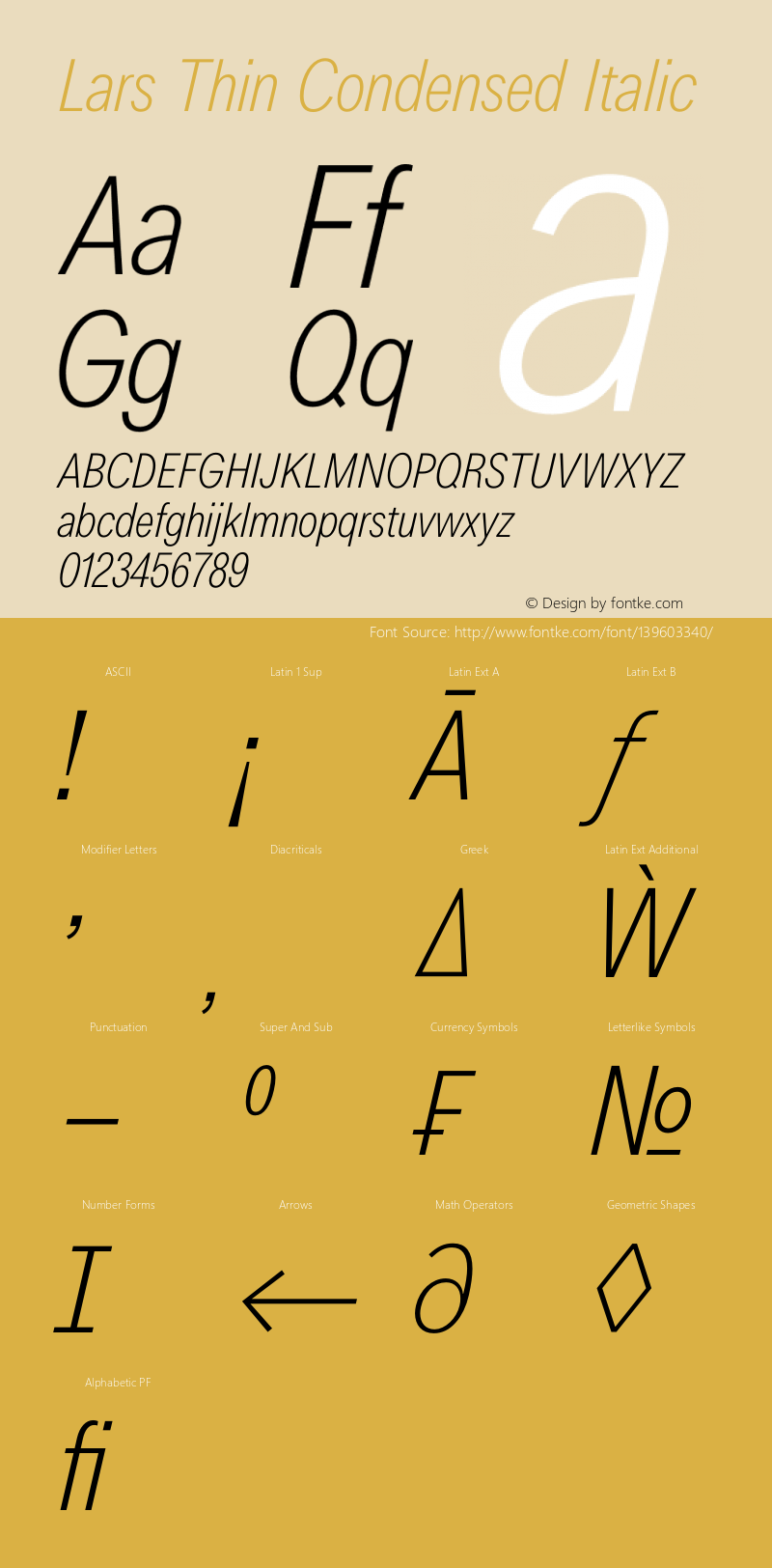 Lars Thin Condensed Italic Version 3.000 | wf-rip DC20200325图片样张