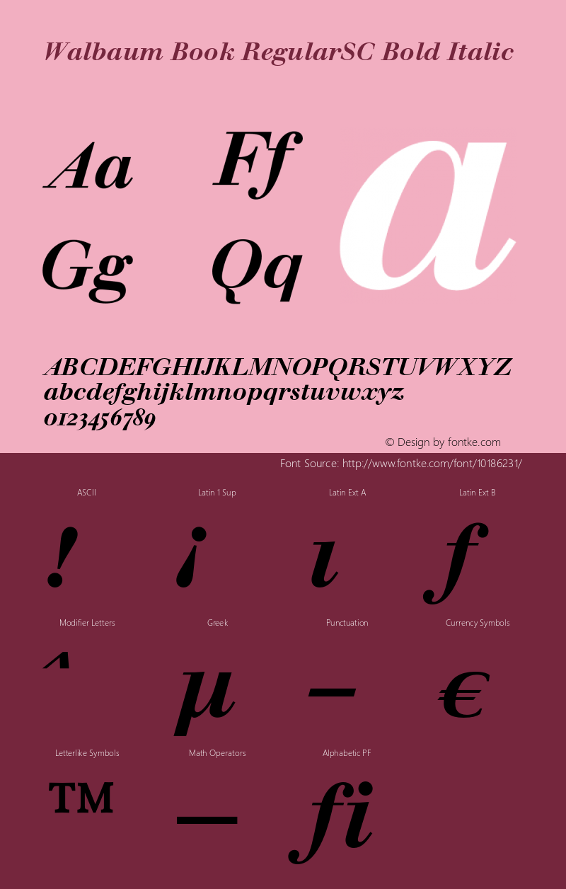 Walbaum Book RegularSC Bold Italic OTF 1.0;PS 001.001;Core 1.0.22图片样张