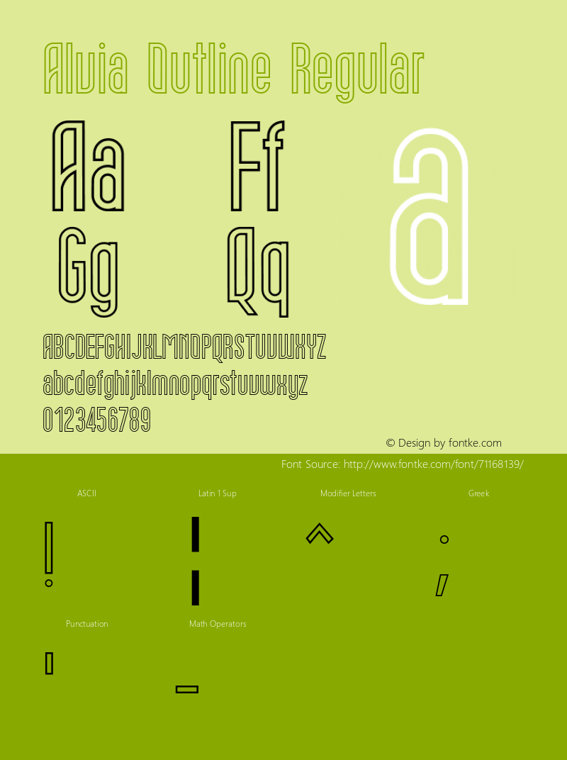 Alvia Outline Version 1.00;July 8, 2020;FontCreator 11.5.0.2422 64-bit图片样张