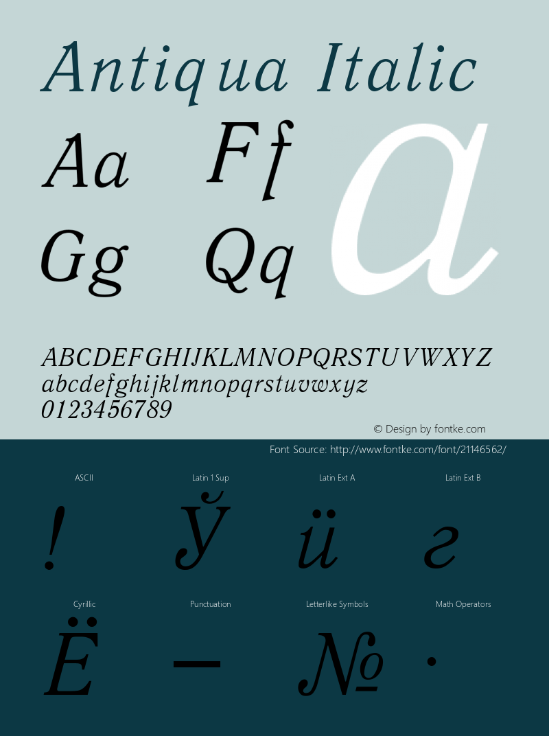 Antiqua Italic Converted from d:\windows\system\ANT46___.TF1 by ALLTYPE图片样张