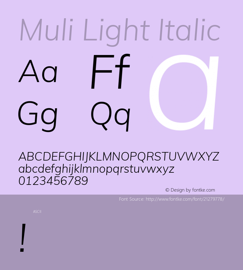 Muli Light Italic 图片样张
