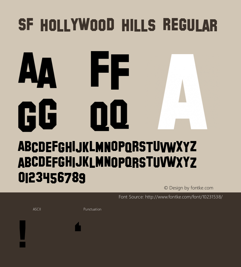 SF Hollywood Hills Regular ver 1.0; 1999. Freeware for non-commercial use.图片样张