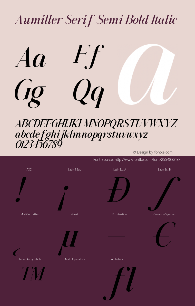 Aumiller Serif Semi Bold Italic Version 1.000图片样张