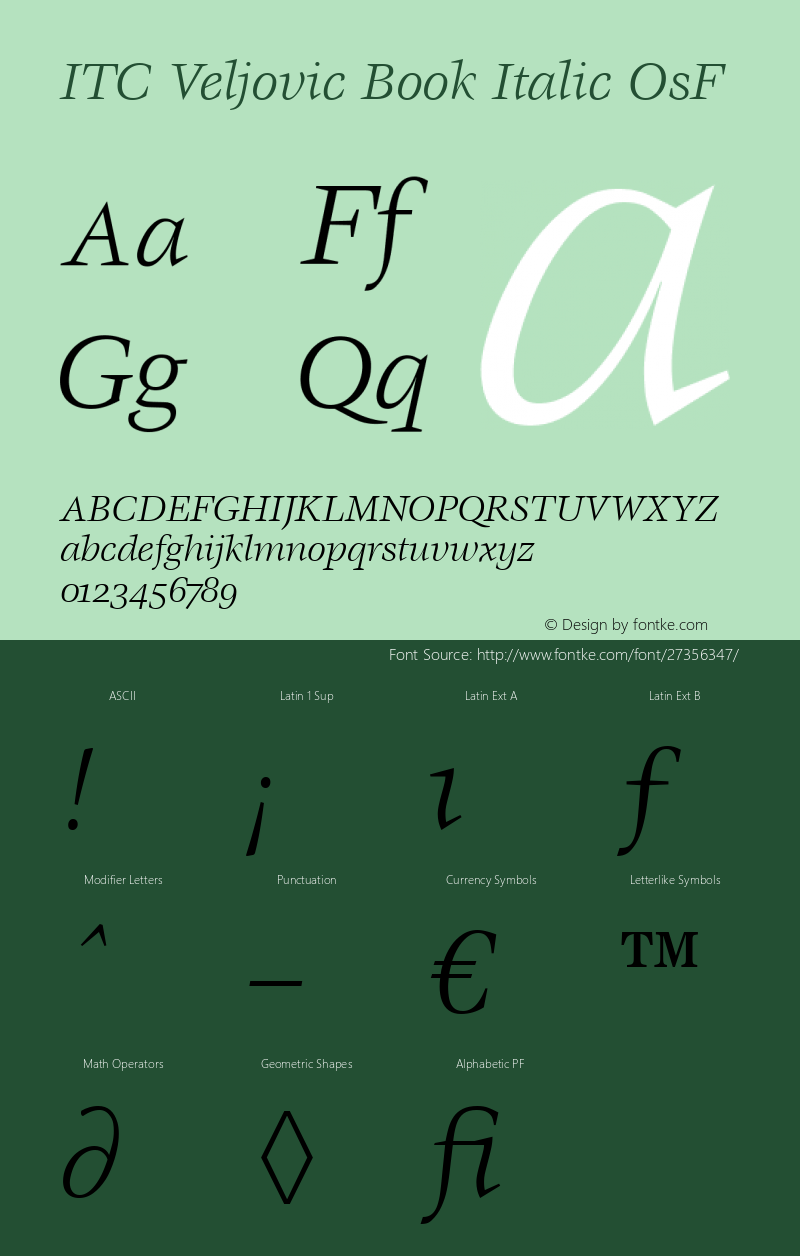 Veljovic Book OsF Italic Version 1.00图片样张