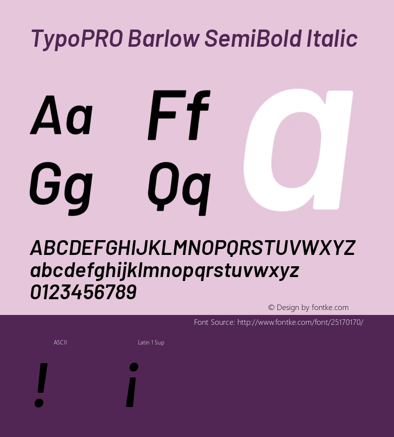 TypoPRO Barlow SemiBold Italic Version 1.301图片样张