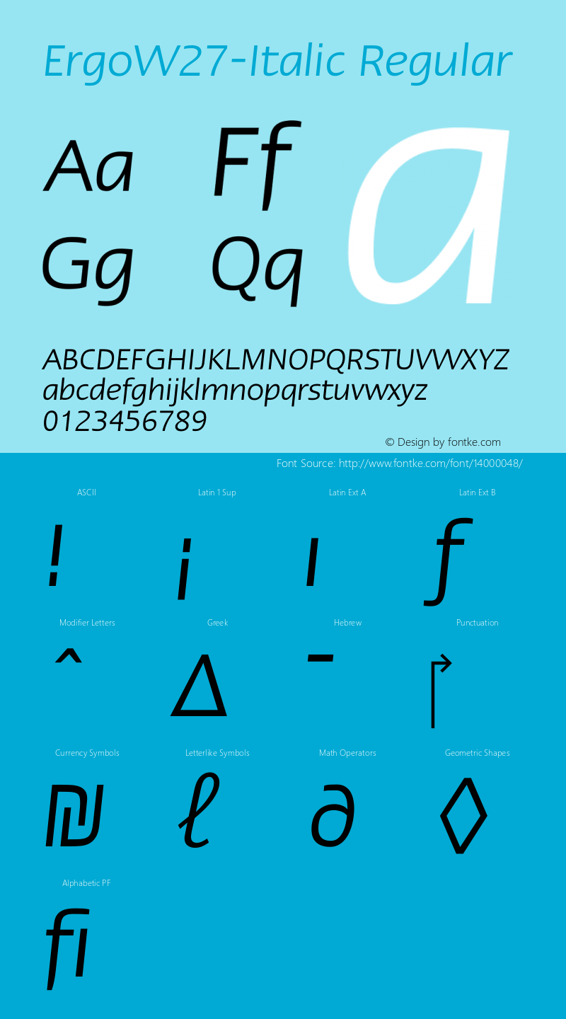 ErgoW27-Italic Regular Version 1.00图片样张