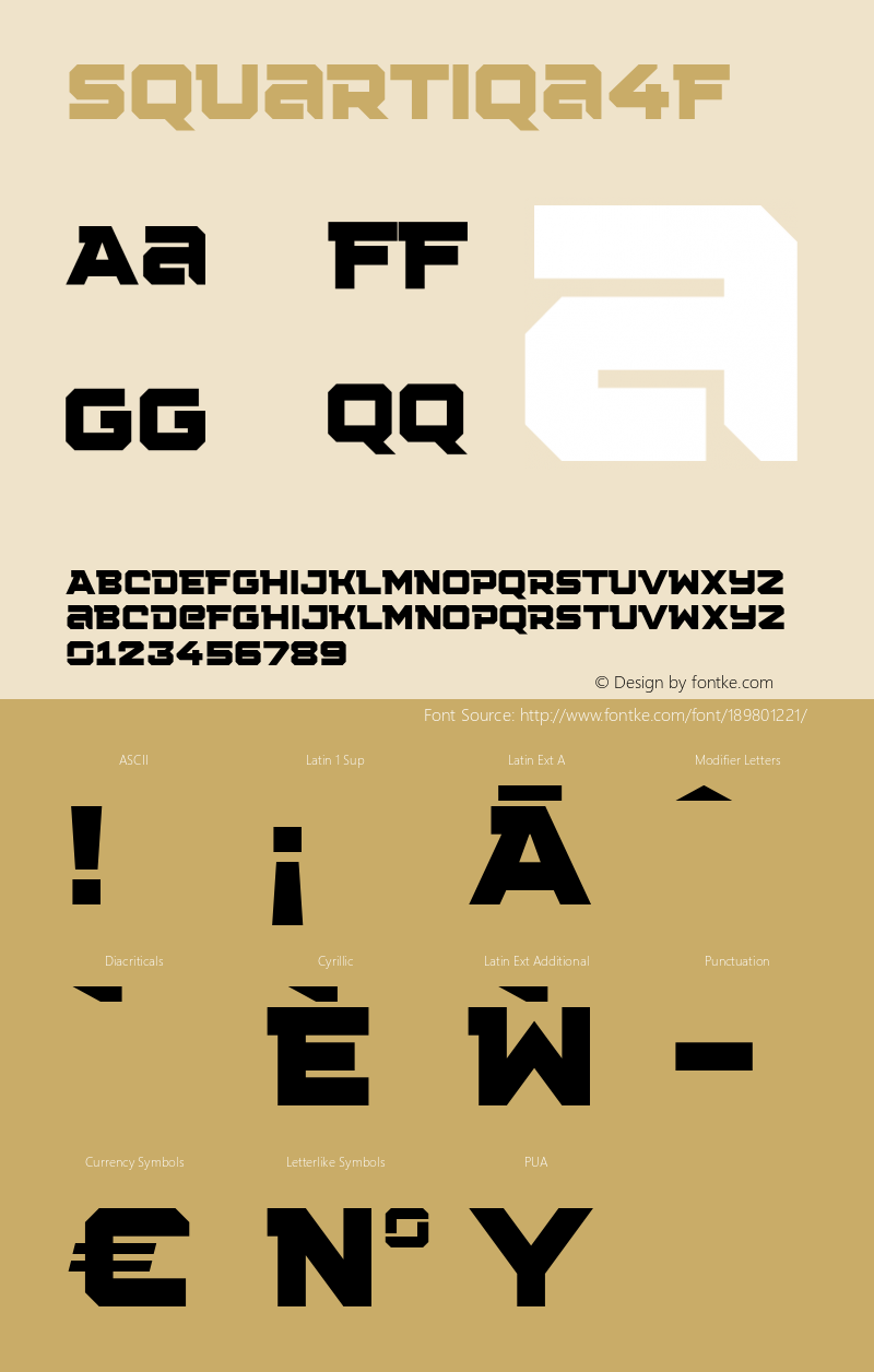 ☞Squartiqa 4F 1.0;com.myfonts.easy.4thfebruary.squartiqa-4f.regular.wfkit2.version.3CmM图片样张