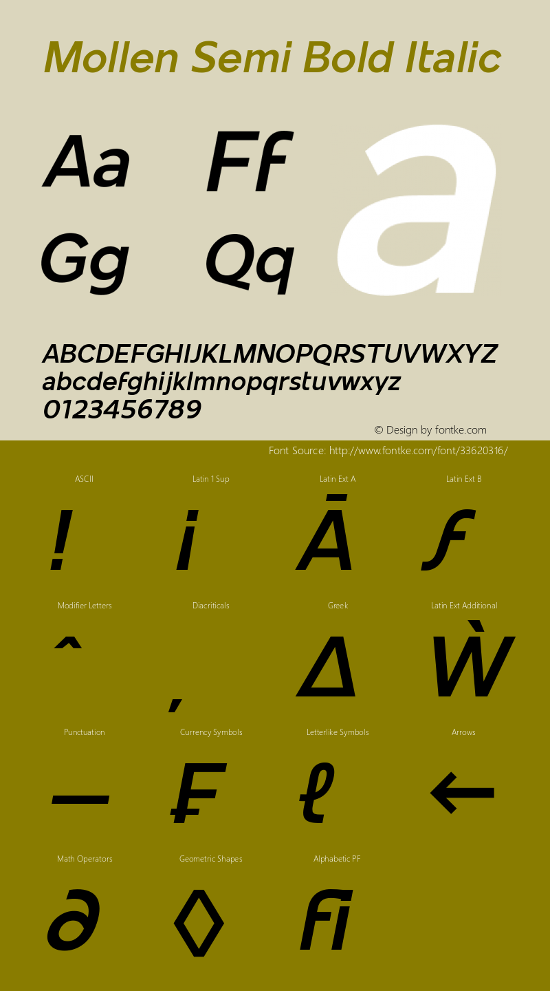 Mollen Semi Bold Italic Version 1.000;YWFTv17图片样张