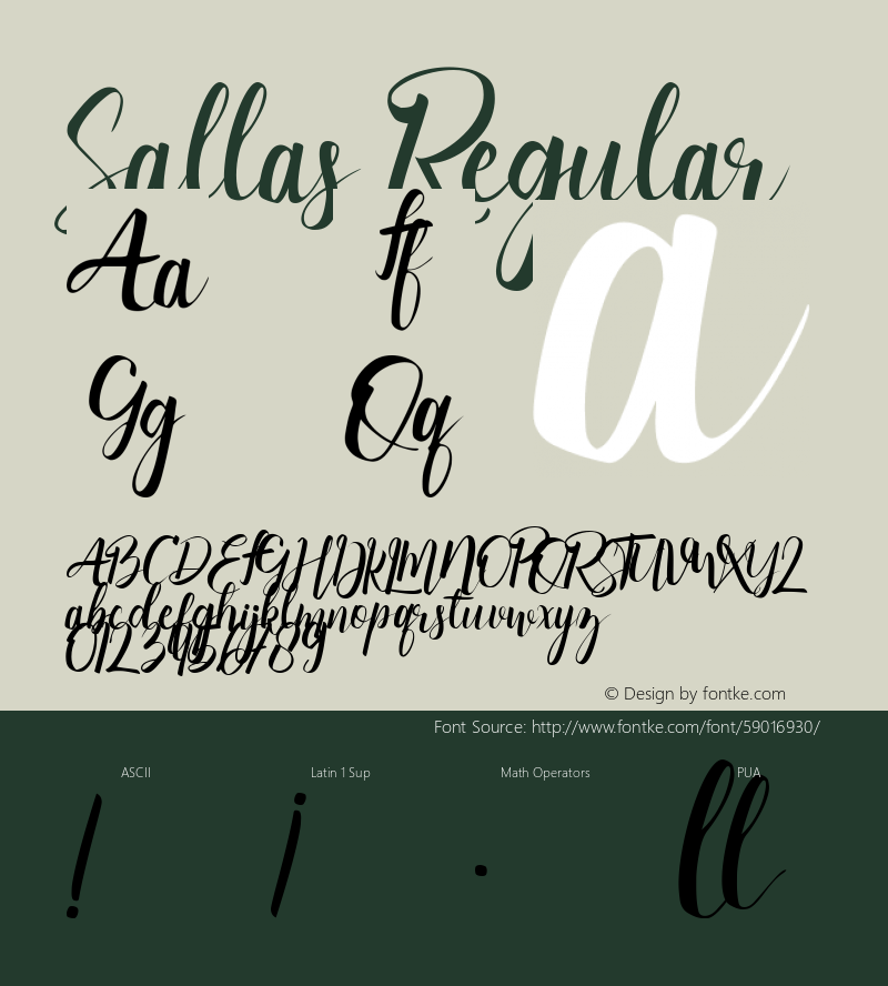 Sallas Version 1.00;March 24, 2020;FontCreator 13.0.0.2613 64-bit图片样张