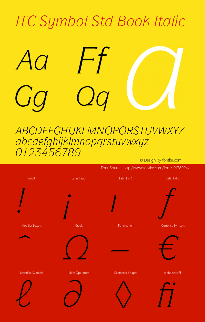 ITC Symbol Std Book Italic OTF 1.018;PS 001.000;Core 1.0.31;makeotf.lib1.4.1585图片样张