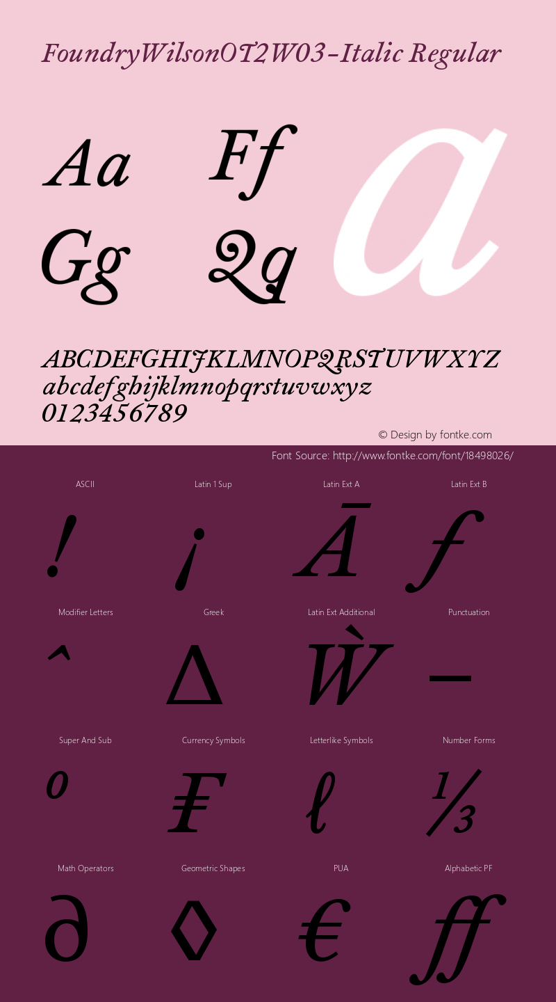 FoundryWilsonOT2W03-Italic Regular Version 1.00图片样张